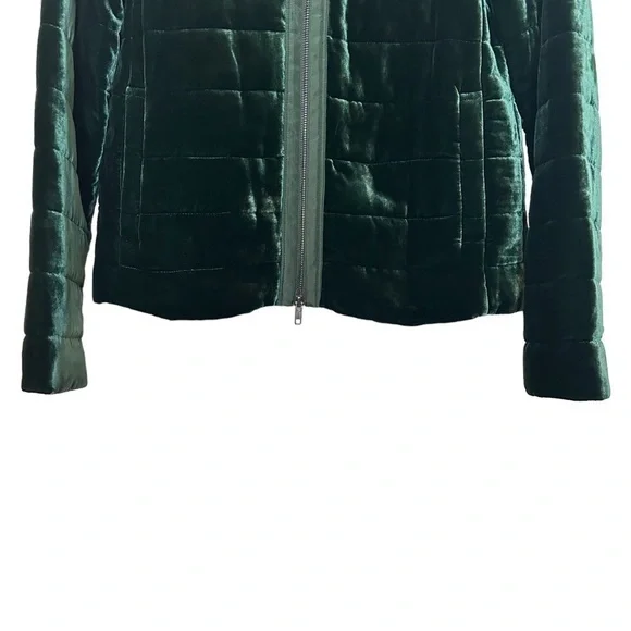 Eileen Fisher Emerald Green Fully Lined Quilted Zip Front Jacket Sz.S/P
